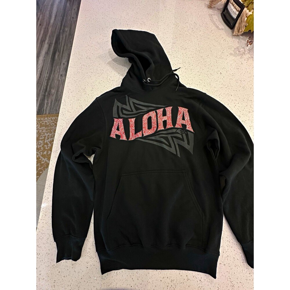 Port & Company Men's Black Aloha Hawaiian Graphic Print Pullover Hoodie S